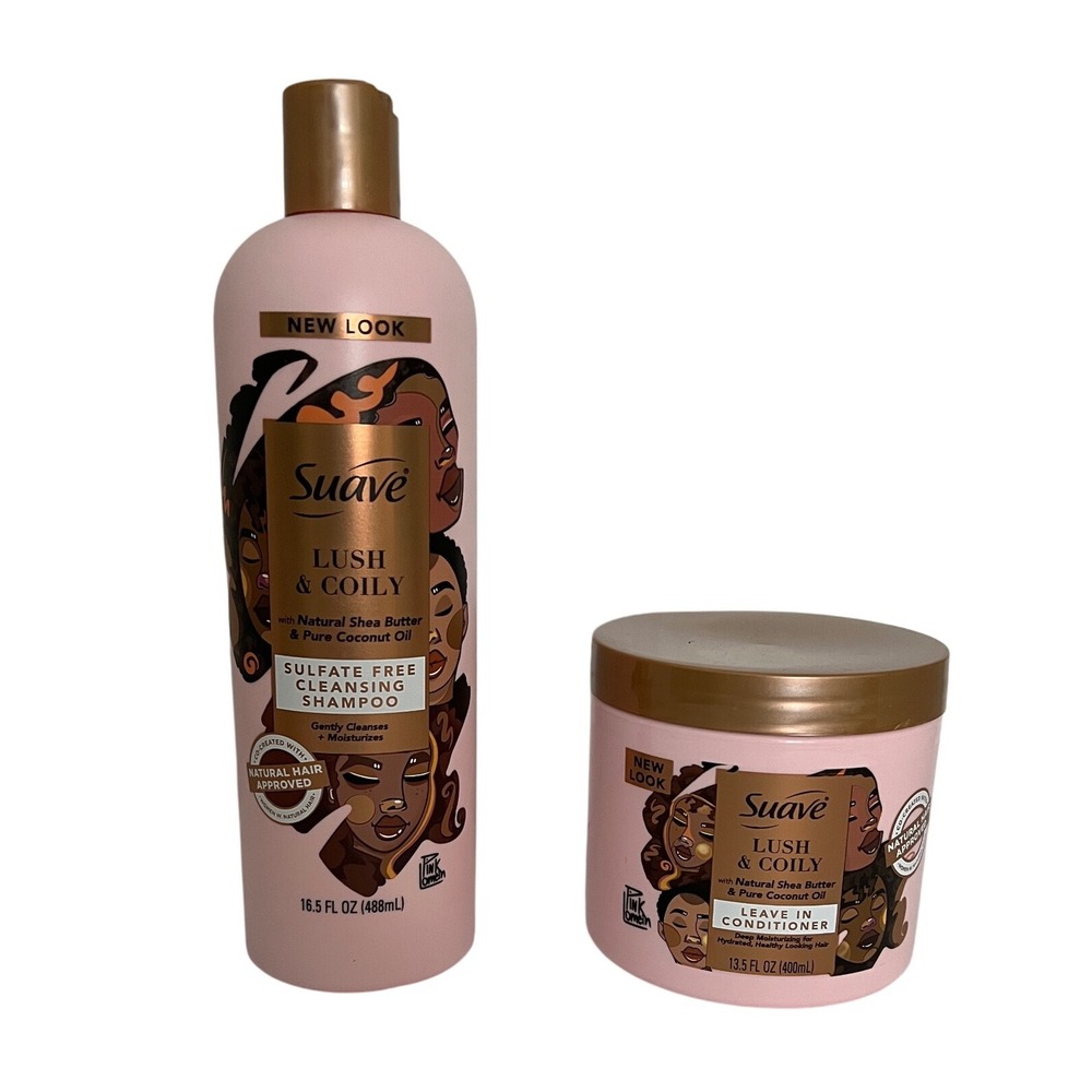 Suave Lush‎ & Coily Shampoo & Conditioner Set Shea Butter Coconut Oil New